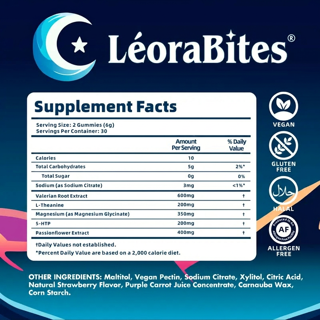 LéoraBites Natural Sleep Gummies - Strawberry Stars