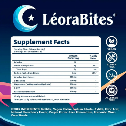 LéoraBites Natural Sleep Gummies - Strawberry Stars